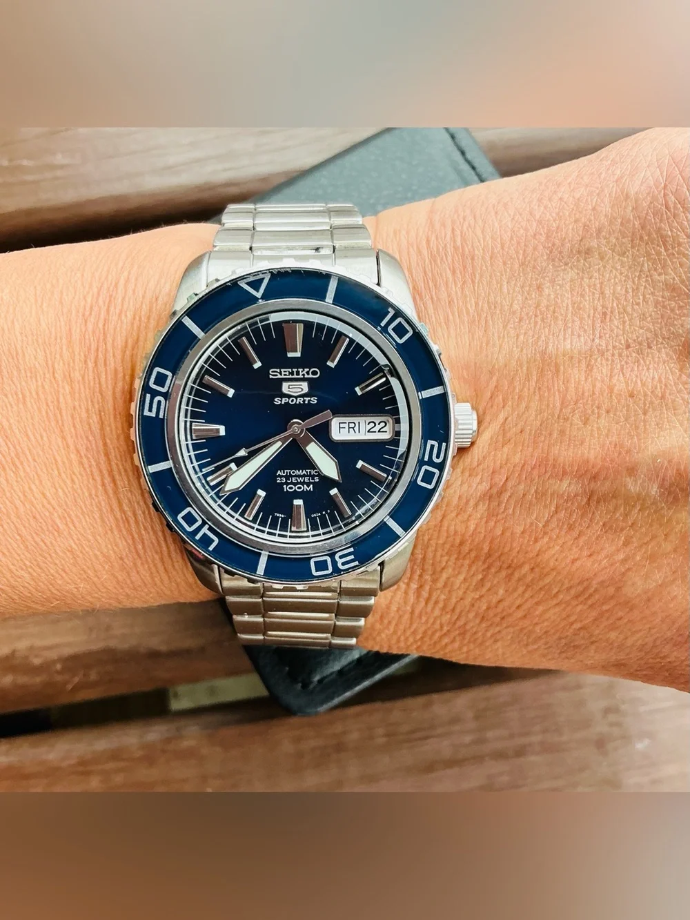 Seiko 5 Sports Men's Blue Stainless Steel Automatic Watch🔥🔥